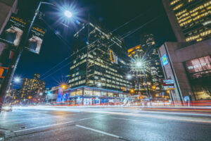 Vancouver BC city night scene